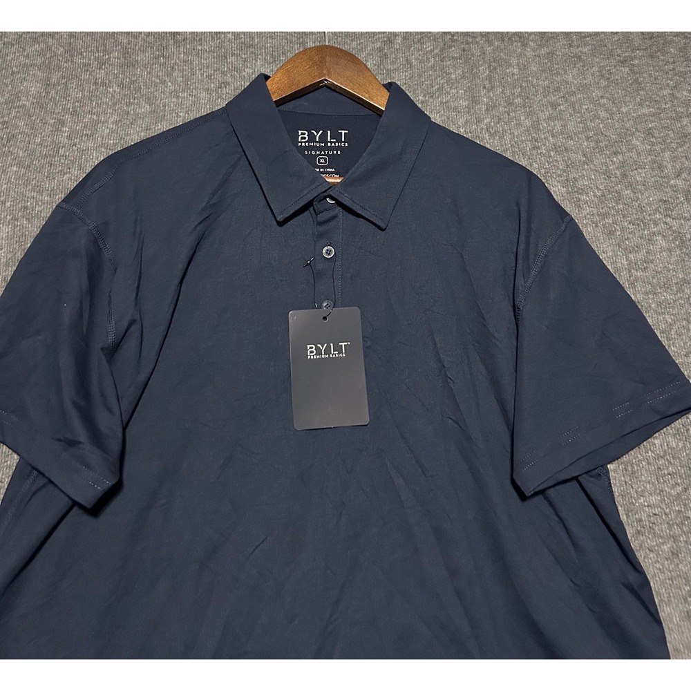 Bylt Drop cut polo shirt mens navy size XL new short sleeve casual